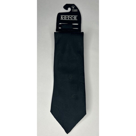 KETCH Men’s Polyester Neck Tie Black NWT - Picture 1 of 4